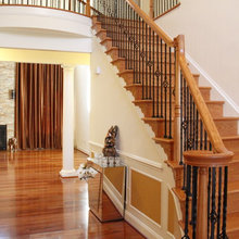 stairs, railings and wood floors