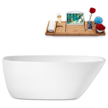 63" Streamline Freestanding Tub and Tray With Internal Drain