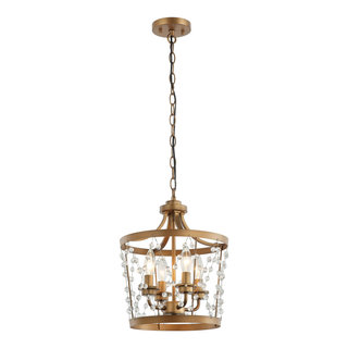 12.6 in Brushed Gold Crystal Chandelier with 4 lights - Transitional ...