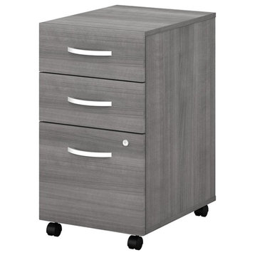 Pemberly Row 3 Drawer Mobile File Cabinet in Platinum Gray - Engineered Wood