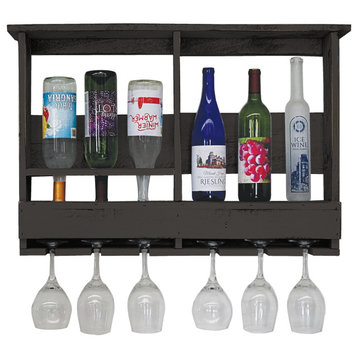 Farmhouse 6-Bottle Wine Shelf, Black