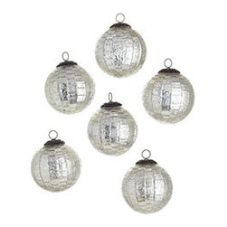 Silvered Disco Ornaments - Set of 6 - New - Christmas Ornaments