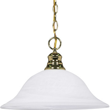 Transitional Light 1-Light Hanging Dome Pendant, Polished Brass Finish