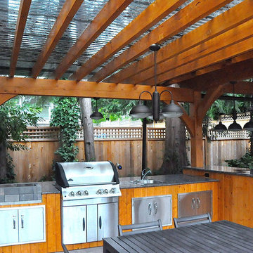 Cedar Timber Pavilion Outdoor Kitchen