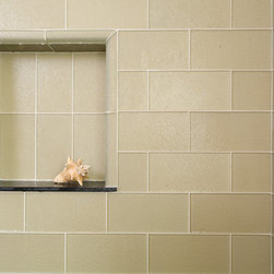 Island Stone Rectangular Beach Glass with Pebble floor - Tile