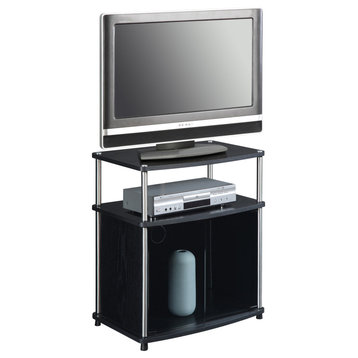 Designs2Go Tv Stand With Black Glass Storage Cabinet And Shelf