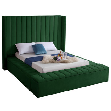 Kiki Velvet Bed, Green, Queen