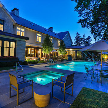 River Forest, IL Rectilinear Swimming Pool with Hot Tub