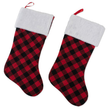 Holiday Stockings Red And Black Buffalo Check, Set Of  2