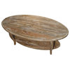 Alaterre Furniture Rustic Reclaimed Wood Oval Coffee Table in Driftwood