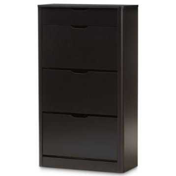 Bowery Hill Contemporary 4 Drawer Shoe Cabinet in Black Finish
