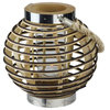 9.5" Rustic Chic Round Rattan Decorative Candle Holder Lantern With Jute Handle
