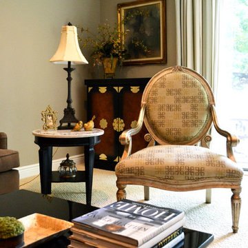 fun new fabric on an cherished antiqued gold washed chair