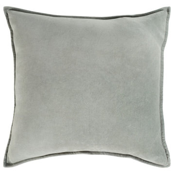 Cotton Velvet by Surya Poly Fill Pillow, Medium Gray, 22' x 22'