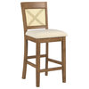 Auman Cane X-Back Counter Height Chair (Set of 2), Oak Finish