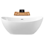 Streamline - 66" StreamlineN-581-66FSWH-FM Soaking Freestanding Tub With Internal Drain - Enhance your bathroom with this luxurious Streamline 66" double slipper style freestanding bathtub. It�s modern glossy white exterior and unique wedged edges it a sleek. This tub was designed with an internal drain and can hold up 66gallons of water. FREE Bamboo Bathtub Caddy Included in Purchase!