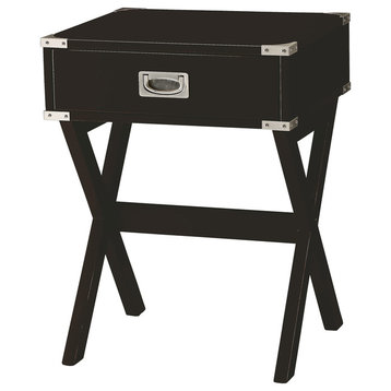 Brent Collection 1-Drawer End Table, Black