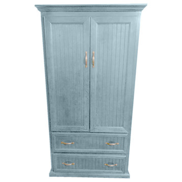 Extra Wide Coastal Pantry With lower drawers, Interesting Aqua