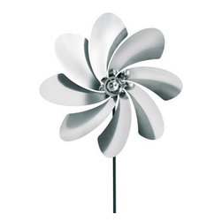 Blomus - Viento Curved Pinwheel, Tall - Garden Statues And Yard Art