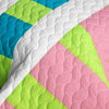 Lollipops - A 3PC Cotton Vermicelli-Quilted Patchwork Geometric Quilt Set-Full/Q