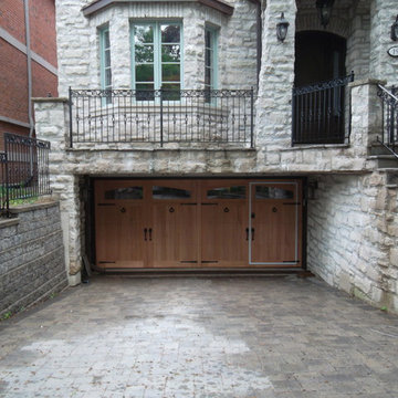 Custom Wood Face WalkThru Garage Doors