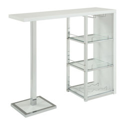 Glossy White & Chrome Metal Bar Table - Products