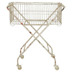 Farmhouse Bar Carts Metal Basket on Casters