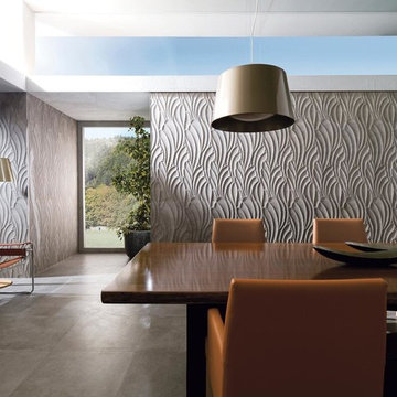 Elegant Designer Dining Room with Gorgeous 3D feature Wall tile from Venis