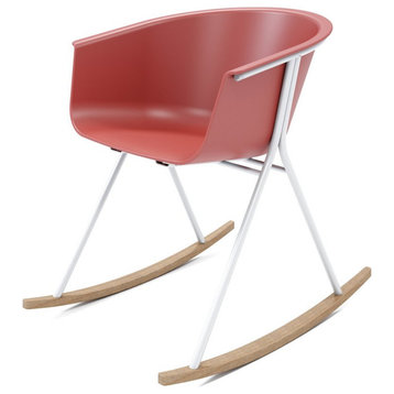 Olio Designs Tee Plastic Silver Frame Rocker in Coral and Latte