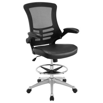 Attainment Faux Leather Drafting Chair, Black