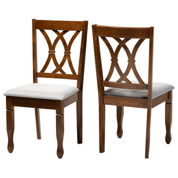 Ulabela Gray Upholstered and Walnut Brown Wood 2-Piece Dining Chair Set