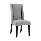 Baron Parsons Upholstered Fabric Dining Side Chair, Light Gray