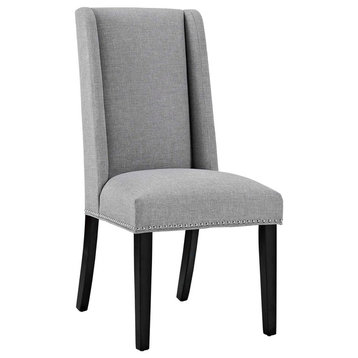 Baron Parsons Upholstered Fabric Dining Side Chair, Light Gray