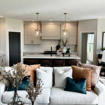 Accessible Beige Painted Kitchen with Birch Almond Accents