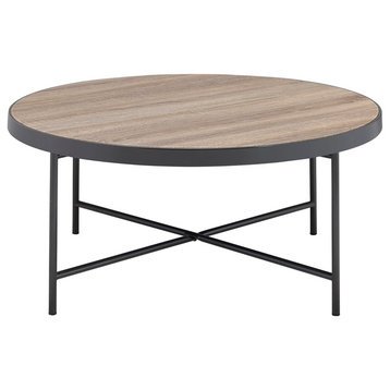 Weathered Gray Oak Round Coffee Table