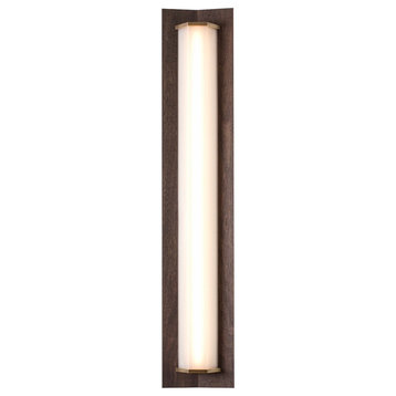 Penna 40 LED Sconce, Bright White, Distressed Brass/Dark Stained Walnut, 120v
