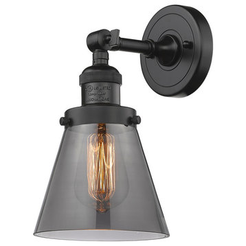 Small Cone 1-Light Sconce, Smoked Glass, Oil Rubbed Bronze