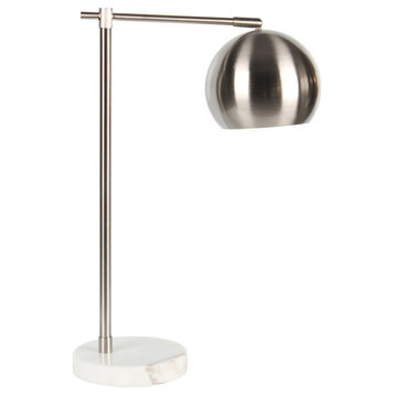 Metal Round Task Table Lamp, Silver, 22"