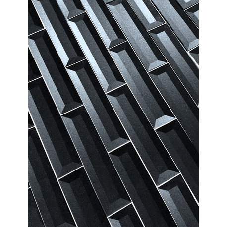 Forever 2"x8" Bevel Glass Subway Wall Tile,Eternal Royal Gray, Box of 144 Pieces