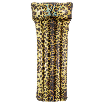 66.5" Inflatable Leopard Print Pool Mattress Float With Built, Pillow