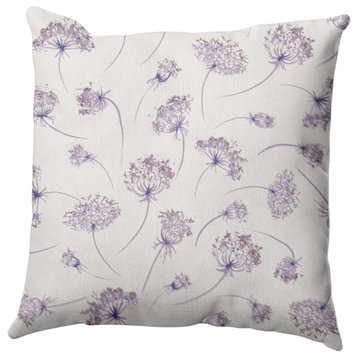 Wishing Flowers Outdoor Pillow, Purple, 18"x18"