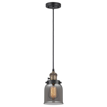 Bell Mini Pendant With Switch, Black Antique Brass, Plated Smoke