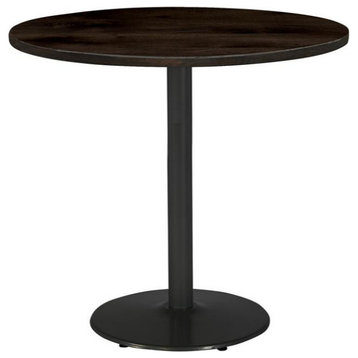 KFI Urban Loft 36" Round Breakroom Table Espresso Round Black Base Bistro Height
