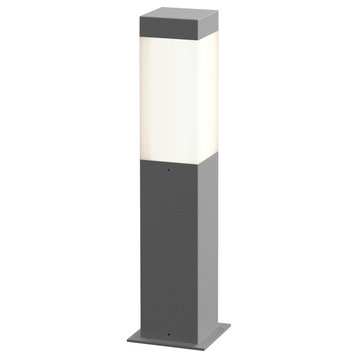 Inside Out Square Column 16" LED Bollard, Textured Gray, White Polycarbonate