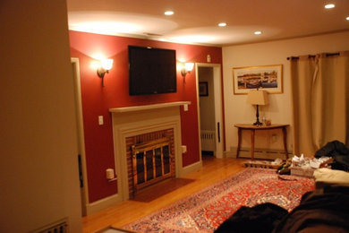 Living room photo in Boston
