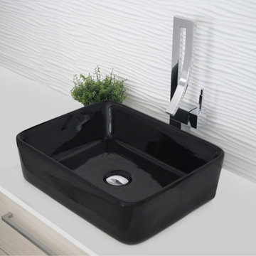 Rectangular Bathroom Over The Counter Sinks | Fine Porcelain Vessel Sinks