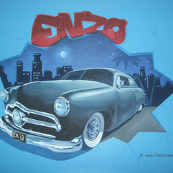 Car breaking through the wall Mural - Kids Wall Decor