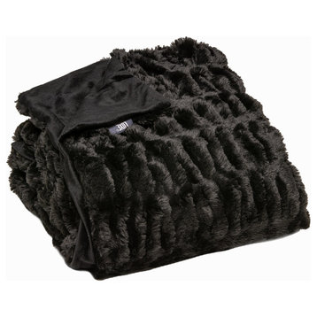 Signature Faux Fur Throw 50"x60", Cony Black