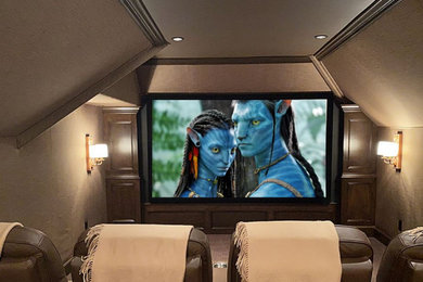 Elegant home theater photo in Dallas