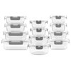 24 Piece Glass Storage Containers With Leakproof Lids Set Light Grey